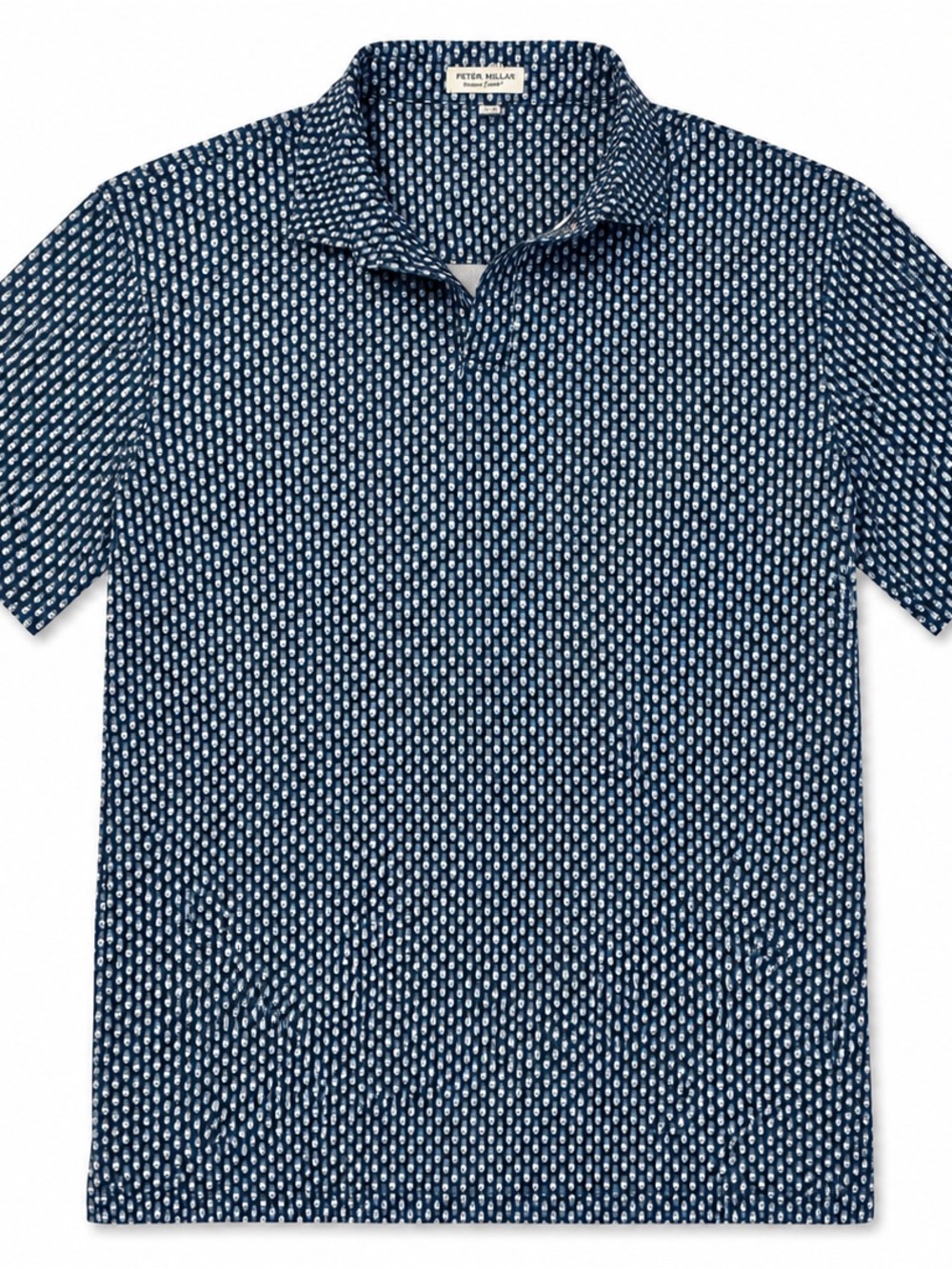 Peter Millar Navy & White Microprint Polo